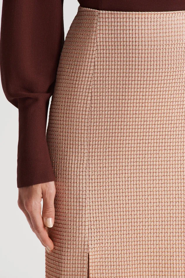 Scanlan Theodore TINSEL GINGHAM SKIRT ROSEGOLD Women Skirts Scanlan Theodore TINSEL GINGHAM SKIRT ROSEGOLD Women Skirts