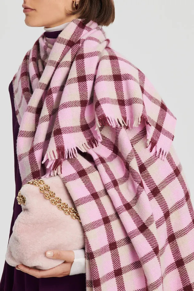 Scarves ITALIAN PLAID SCARF PALE PINK 8211 Scanlan Theodore Women