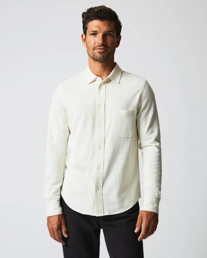 Shirting Men Billy Reid Ls Hemp Cotton Knit Shirt Tinted White