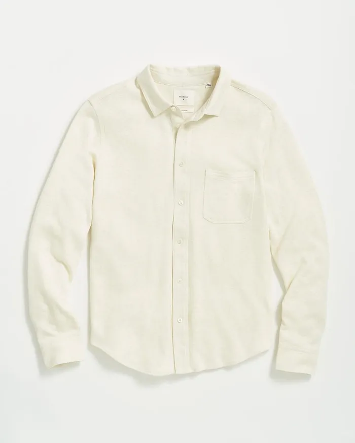 Shirting Men Billy Reid Ls Hemp Cotton Knit Shirt Tinted White