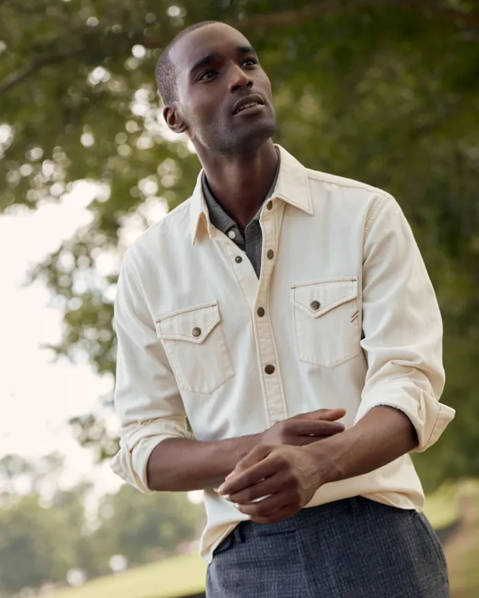Shirting Men Billy Reid Shoals Twill Shirt Natural