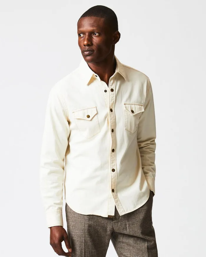 Shirting Men Billy Reid Shoals Twill Shirt Natural