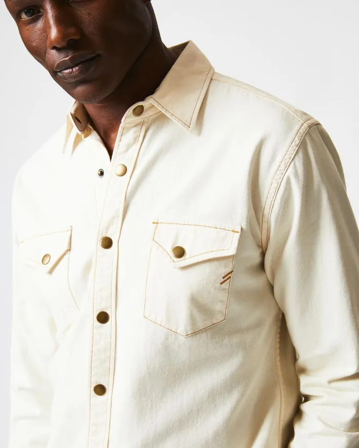 Shirting Men Billy Reid Shoals Twill Shirt Natural