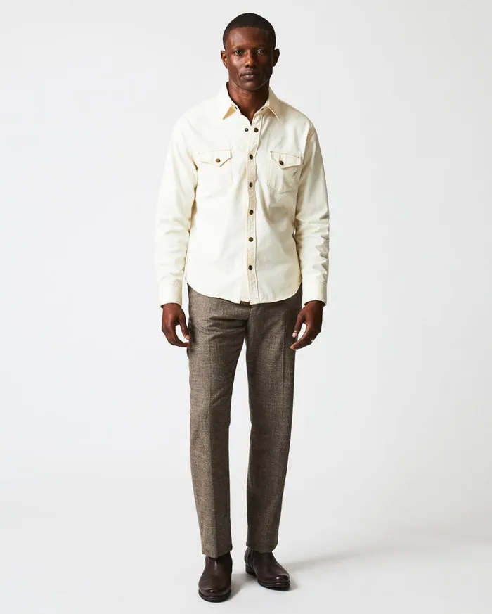 Shirting Men Billy Reid Shoals Twill Shirt Natural
