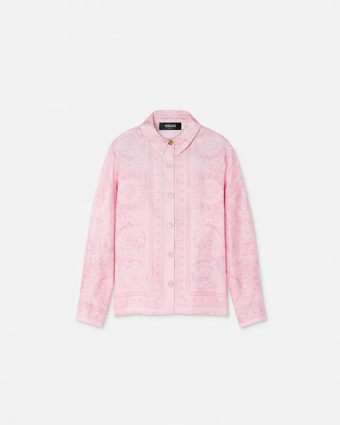 Shirts and Tshirts Kids Versace Barocco Silk Shirt Pinkprint