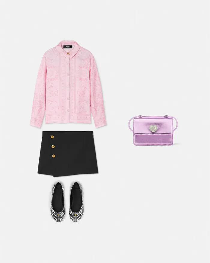 Shirts and Tshirts Kids Versace Barocco Silk Shirt Pinkprint