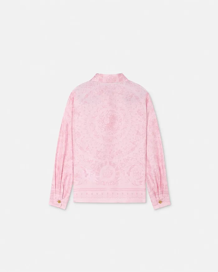 Shirts and Tshirts Kids Versace Barocco Silk Shirt Pinkprint