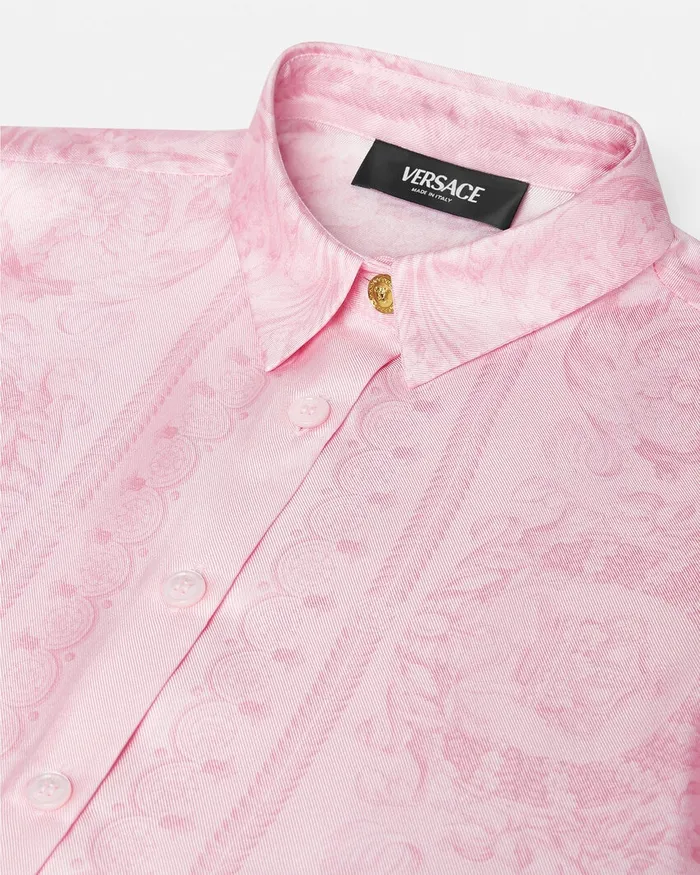 Shirts and Tshirts Kids Versace Barocco Silk Shirt Pinkprint