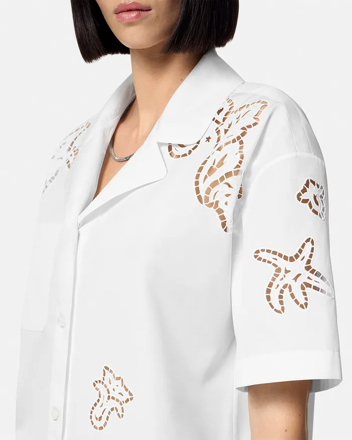 Shirts and Tops Women Versace Embroidered Sangallo Shirt White