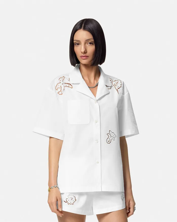 Shirts and Tops Women Versace Embroidered Sangallo Shirt White