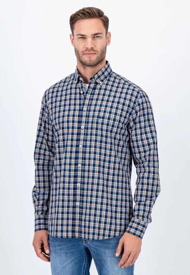 Shirts Men FYNCHHATTON Carroted Shirt With Buttondown Collar Navywhite