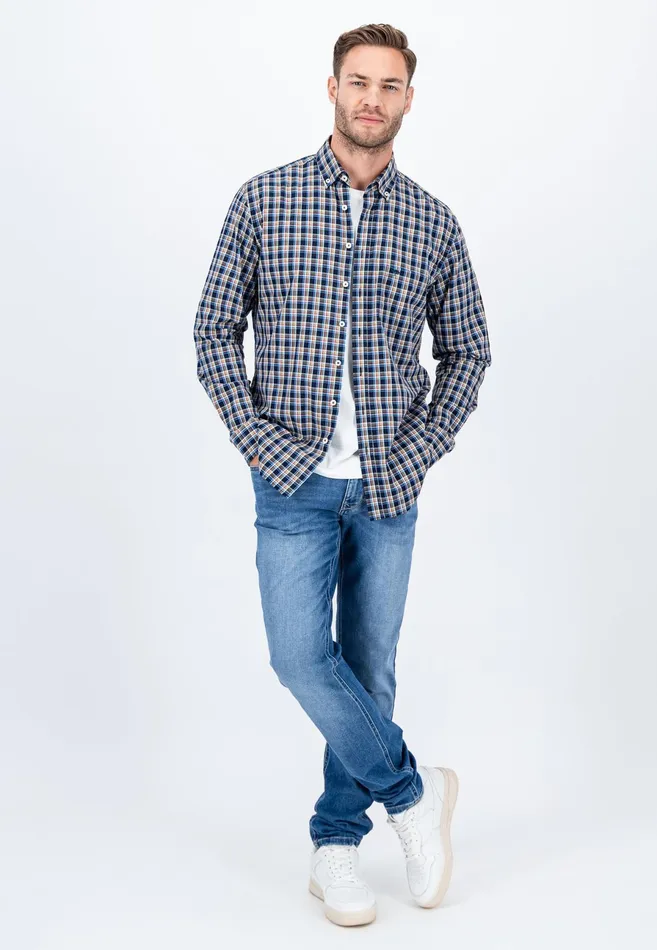 Shirts Men FYNCHHATTON Carroted Shirt With Buttondown Collar Navywhite