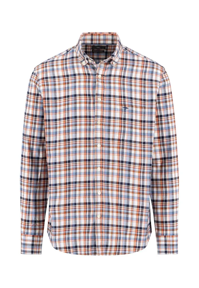 Shirts Men FYNCHHATTON Checked Shirt Made Of Fine Cotton Winter Whitenavyflame Shirts Men FYNCHHATTON Checked Shirt Made Of Fine Cotton Winter Whitenavyflame