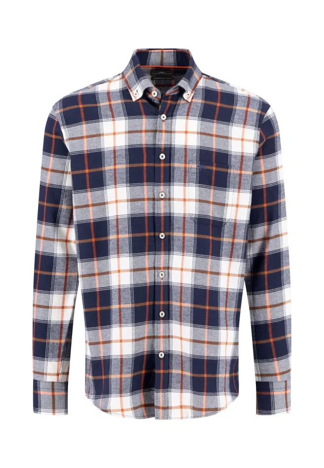Shirts Men FYNCHHATTON Checked Shirt With Buttondown Collar Winter Whiteflamenavy Shirts Men FYNCHHATTON Checked Shirt With Buttondown Collar Winter Whiteflamenavy