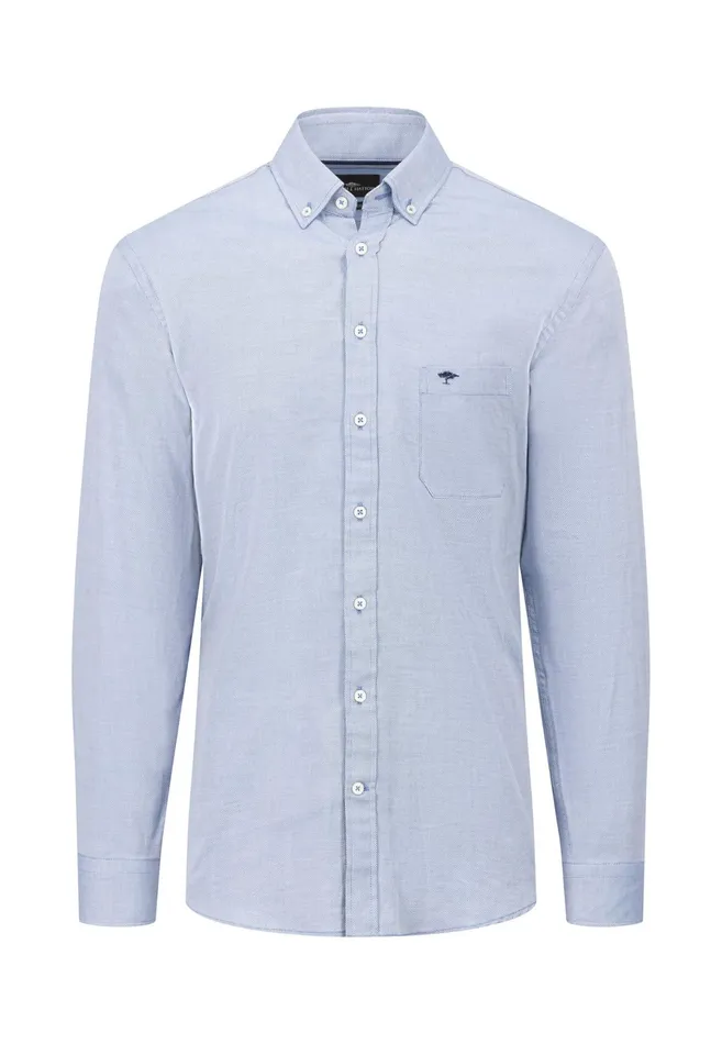 Shirts Men FYNCHHATTON Cotton Shirt With A Buttondown Collar Soft Bluenavycloud Bluewhite