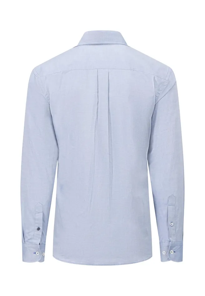 Shirts Men FYNCHHATTON Cotton Shirt With A Buttondown Collar Soft Bluenavycloud Bluewhite