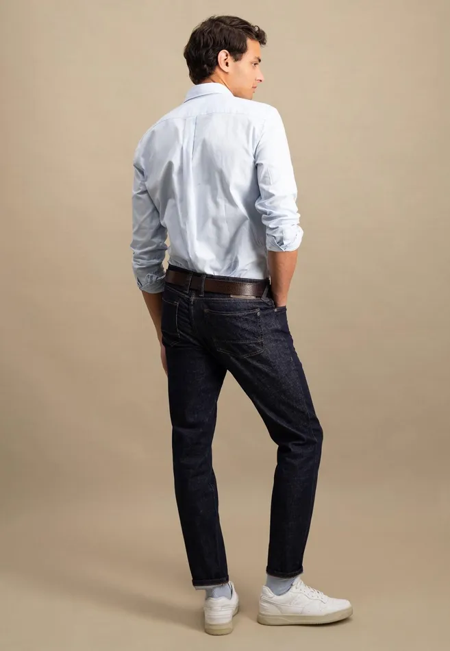 Shirts Men FYNCHHATTON Cotton Shirt With A Buttondown Collar Soft Bluenavycloud Bluewhite