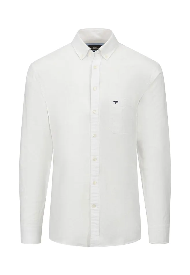 Shirts Men FYNCHHATTON Cotton Shirt With A Buttondown Collar Soft Bluenavycloud Bluewhite