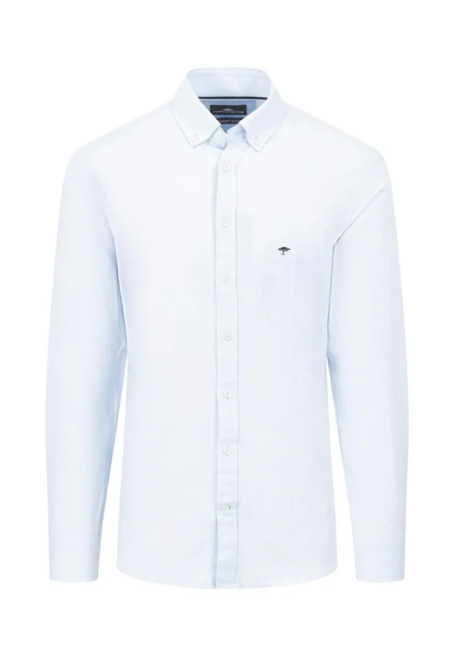Shirts Men FYNCHHATTON Cotton Shirt With A Buttondown Collar Soft Bluenavycloud Bluewhite