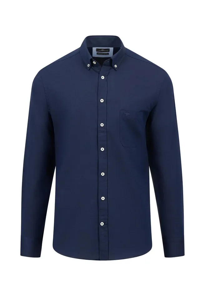 Shirts Men FYNCHHATTON Cotton Shirt With A Buttondown Collar Soft Bluenavycloud Bluewhite
