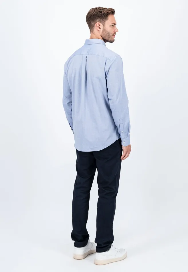 Shirts Men FYNCHHATTON Cotton Shirt With A Buttondown Collar Soft Bluenavycloud Bluewhite