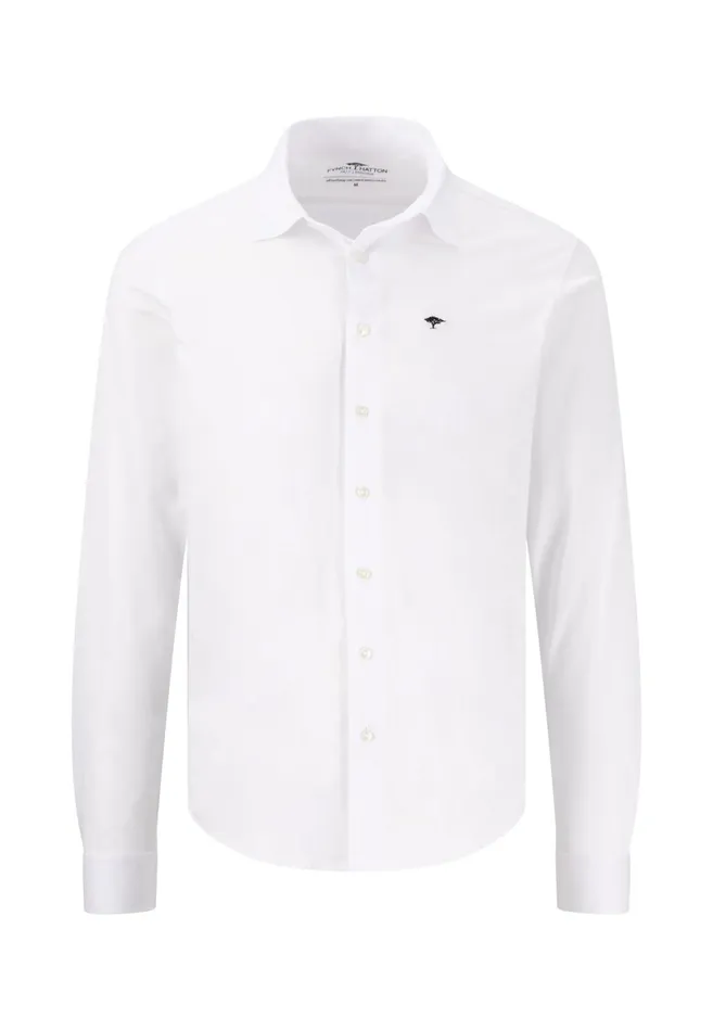 Shirts Men FYNCHHATTON Cotton Shirt With A Caps Collar Whitecrystal Bluenavy
