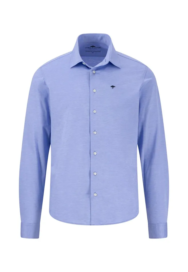 Shirts Men FYNCHHATTON Cotton Shirt With A Caps Collar Whitecrystal Bluenavy