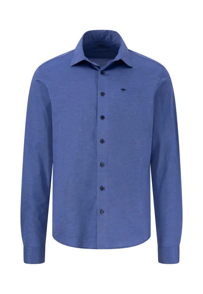 Shirts Men FYNCHHATTON Cotton Shirt With A Caps Collar Whitecrystal Bluenavy