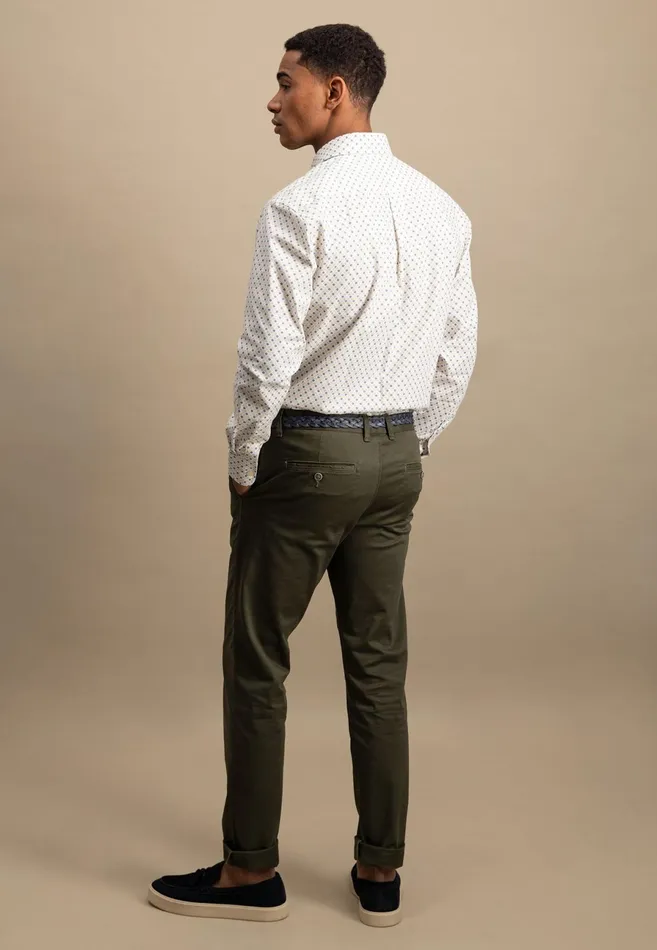 Shirts Men FYNCHHATTON Cotton Shirt With Buttondown Collar Attention Photos Vivid Yellowpoppy Rednavy