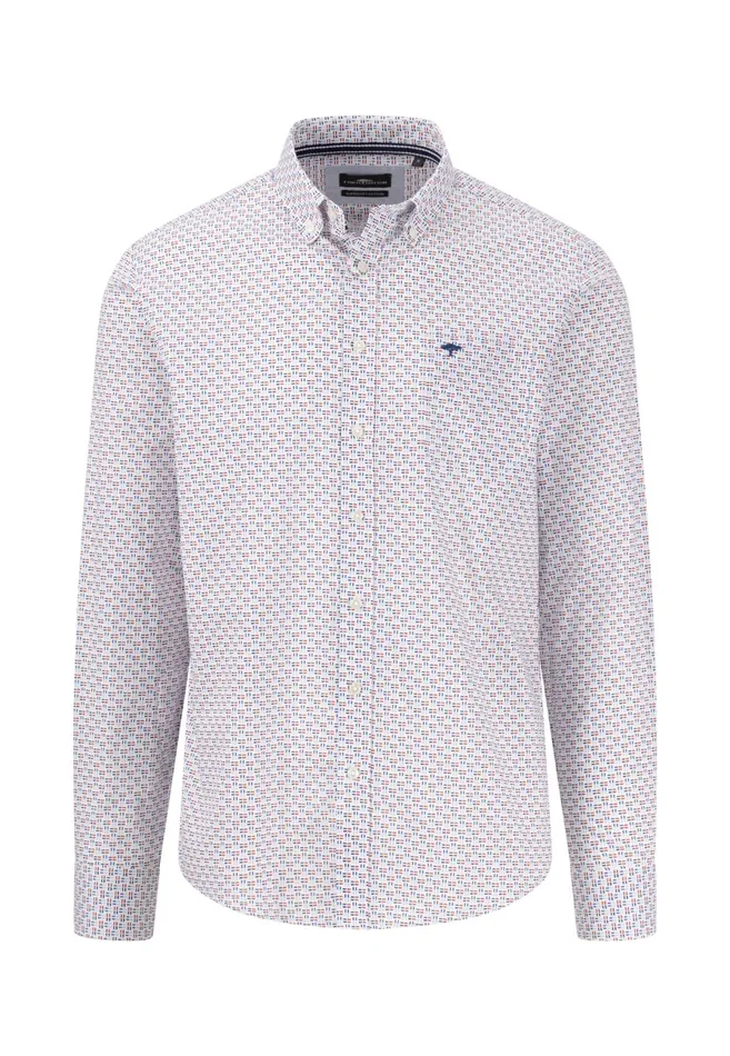Shirts Men FYNCHHATTON Cotton Shirt With Buttondown Collar Attention Photos Vivid Yellowpoppy Rednavy