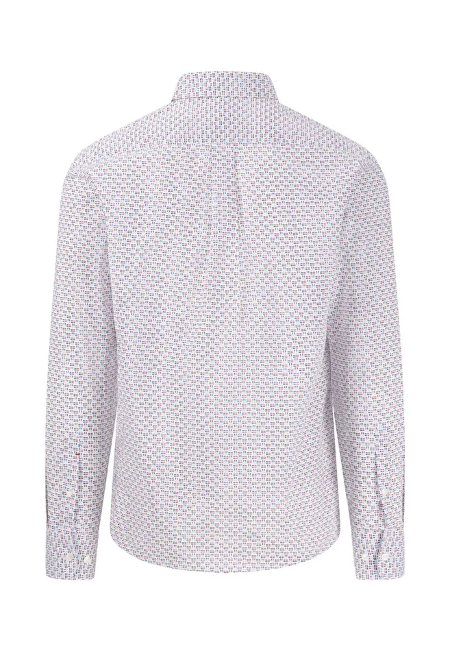 Shirts Men FYNCHHATTON Cotton Shirt With Buttondown Collar Attention Photos Vivid Yellowpoppy Rednavy