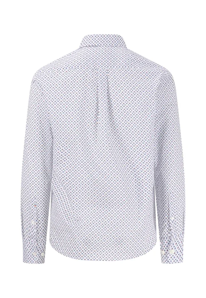Shirts Men FYNCHHATTON Cotton Shirt With Buttondown Collar Attention Photos Vivid Yellowpoppy Rednavy