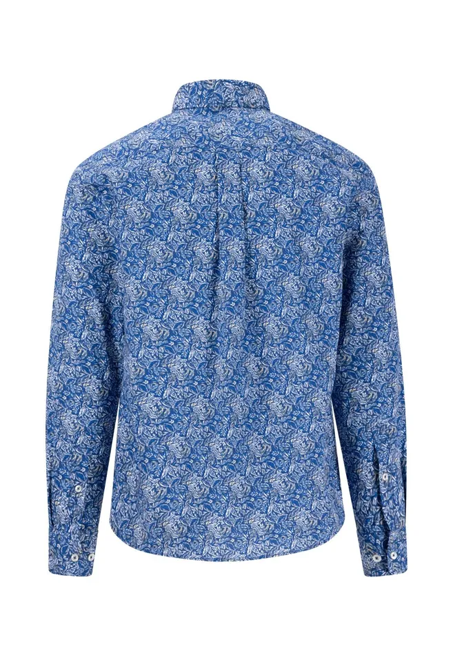 Shirts Men FYNCHHATTON Cotton Shirt With Floral All overprint Navysummer Breezestrong Blue