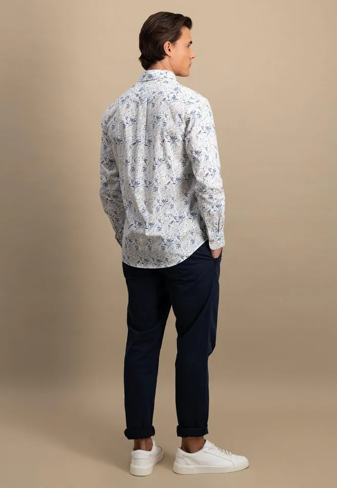 Shirts Men FYNCHHATTON Cotton Shirt With Floral All overprint Navysummer Breezestrong Blue