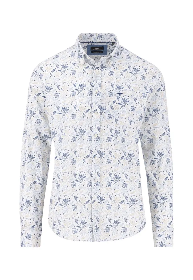 Shirts Men FYNCHHATTON Cotton Shirt With Floral All overprint Navysummer Breezestrong Blue