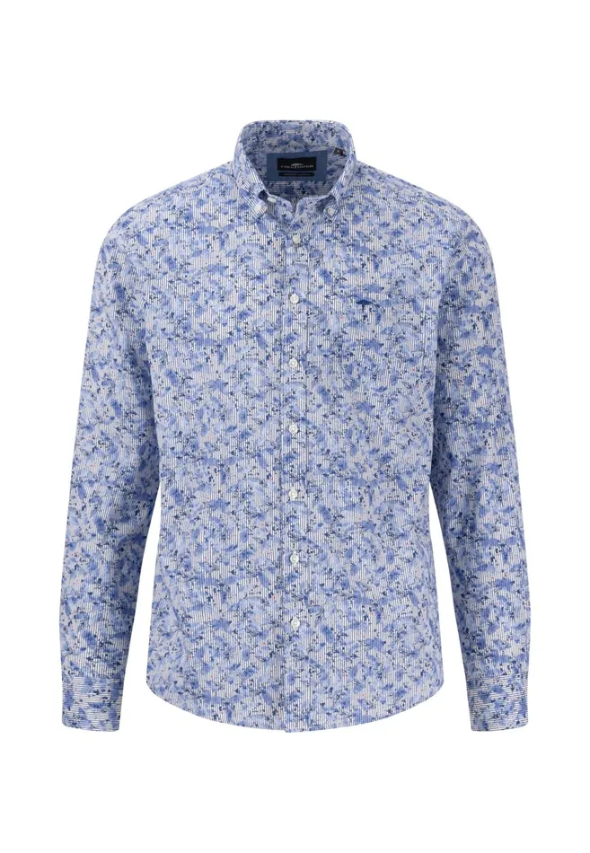 Shirts Men FYNCHHATTON Cotton Shirt With Floral All overprint Navysummer Breezestrong Blue