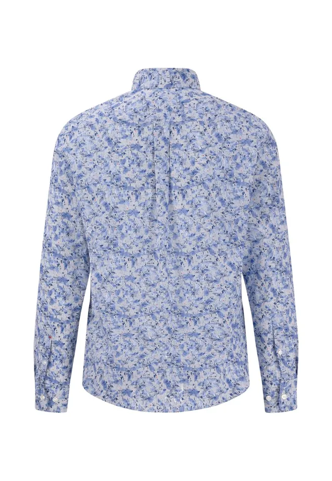Shirts Men FYNCHHATTON Cotton Shirt With Floral All overprint Navysummer Breezestrong Blue
