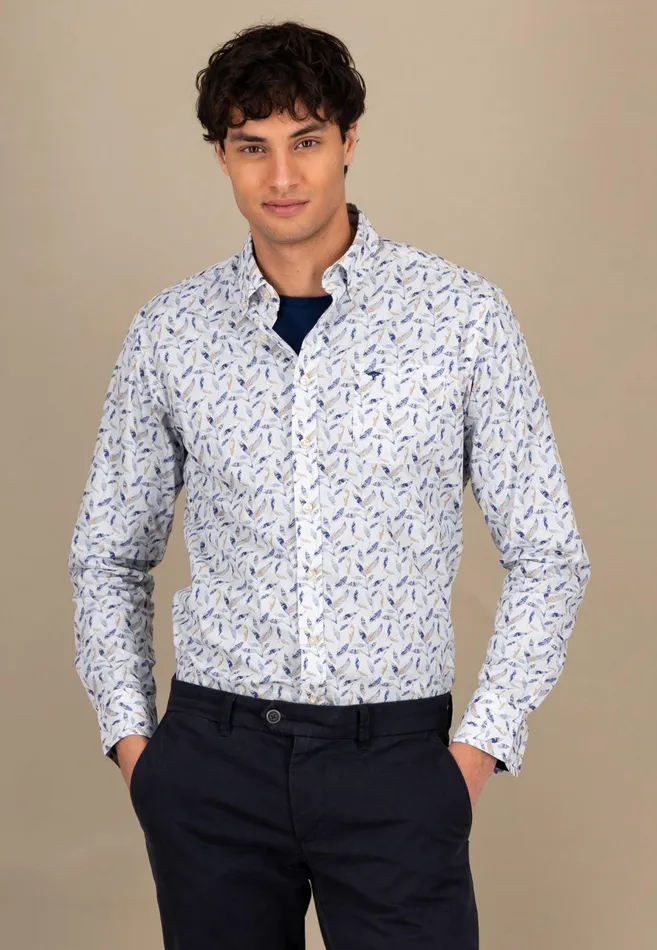 Shirts Men FYNCHHATTON Cotton Shirt With Floral Allover Print Splashy Oceanvivid Yellow Shirts Men FYNCHHATTON Cotton Shirt With Floral Allover Print Splashy Oceanvivid Yellow