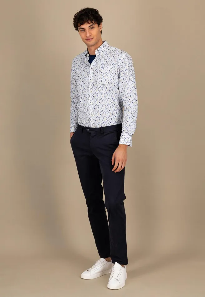 Shirts Men FYNCHHATTON Cotton Shirt With Floral Allover Print Splashy Oceanvivid Yellow