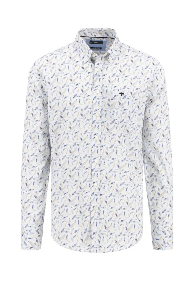 Shirts Men FYNCHHATTON Cotton Shirt With Floral Allover Print Splashy Oceanvivid Yellow