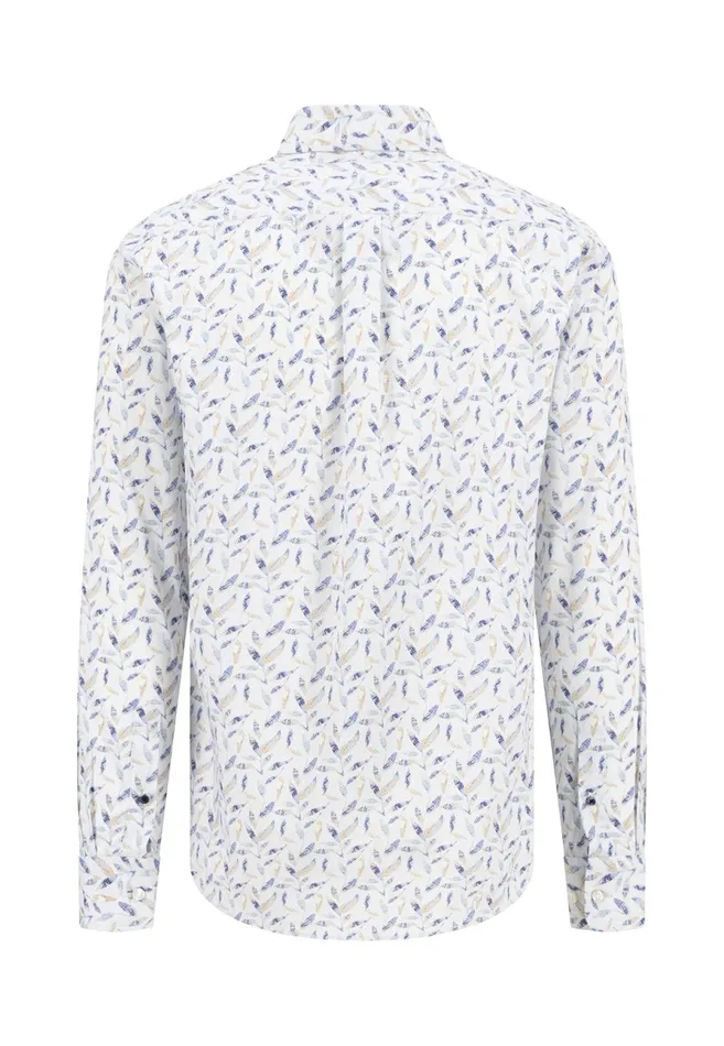 Shirts Men FYNCHHATTON Cotton Shirt With Floral Allover Print Splashy Oceanvivid Yellow