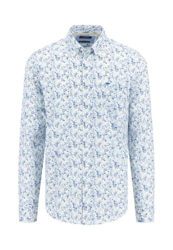Shirts Men FYNCHHATTON Cotton Shirt With Floral Allover Print Splashy Oceanvivid Yellow