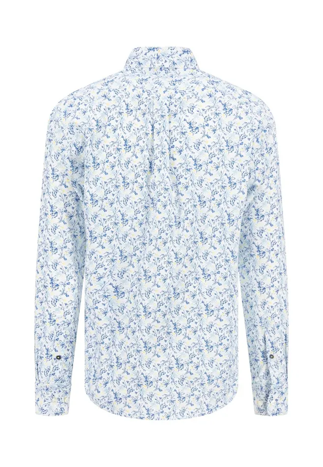 Shirts Men FYNCHHATTON Cotton Shirt With Floral Allover Print Splashy Oceanvivid Yellow