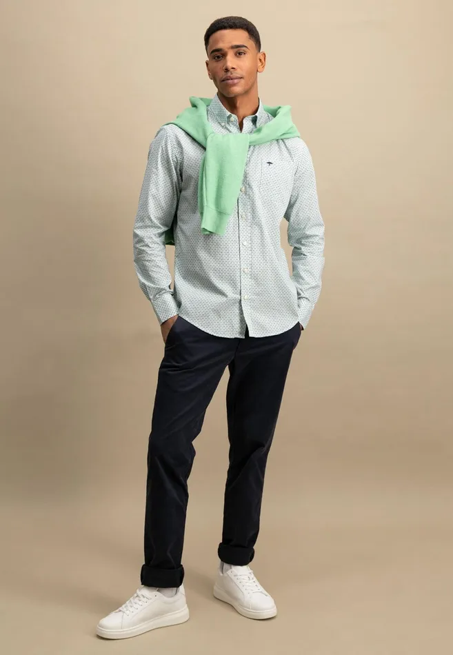 Shirts Men FYNCHHATTON Cotton Shirt With Point Pattern photos Are Missing Poppy Redturf Greensummer Breeze