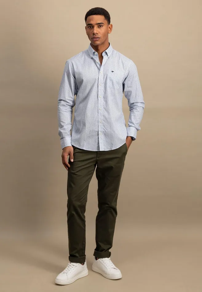 Shirts Men FYNCHHATTON Cotton Shirt With Point Pattern photos Are Missing Poppy Redturf Greensummer Breeze