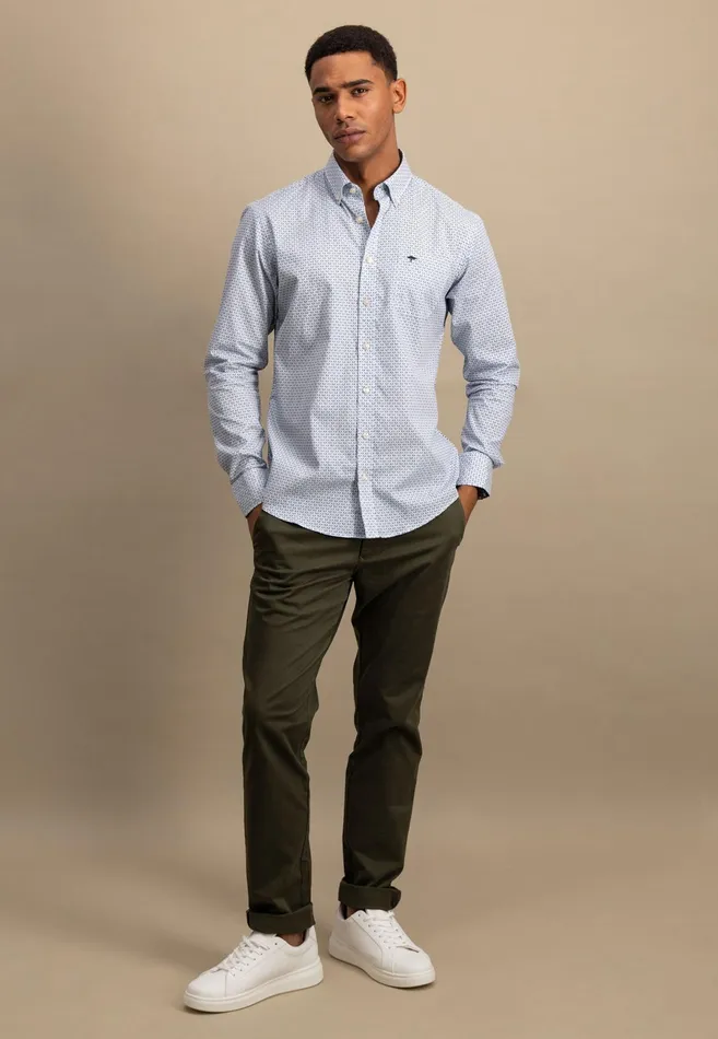 Shirts Men FYNCHHATTON Cotton Shirt With Point Pattern photos Are Missing Poppy Redturf Greensummer Breeze