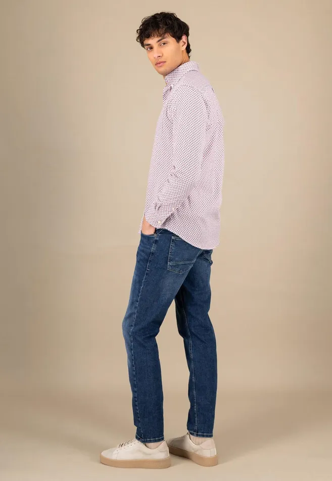Shirts Men FYNCHHATTON Cotton Shirt With Point Pattern photos Are Missing Poppy Redturf Greensummer Breeze