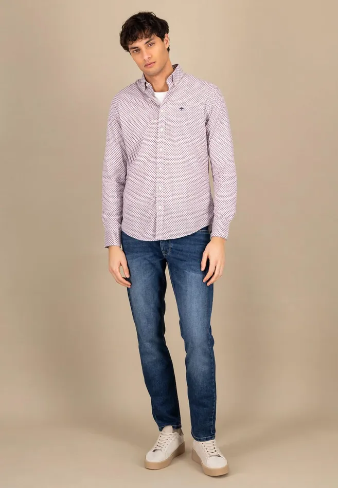 Shirts Men FYNCHHATTON Cotton Shirt With Point Pattern photos Are Missing Poppy Redturf Greensummer Breeze