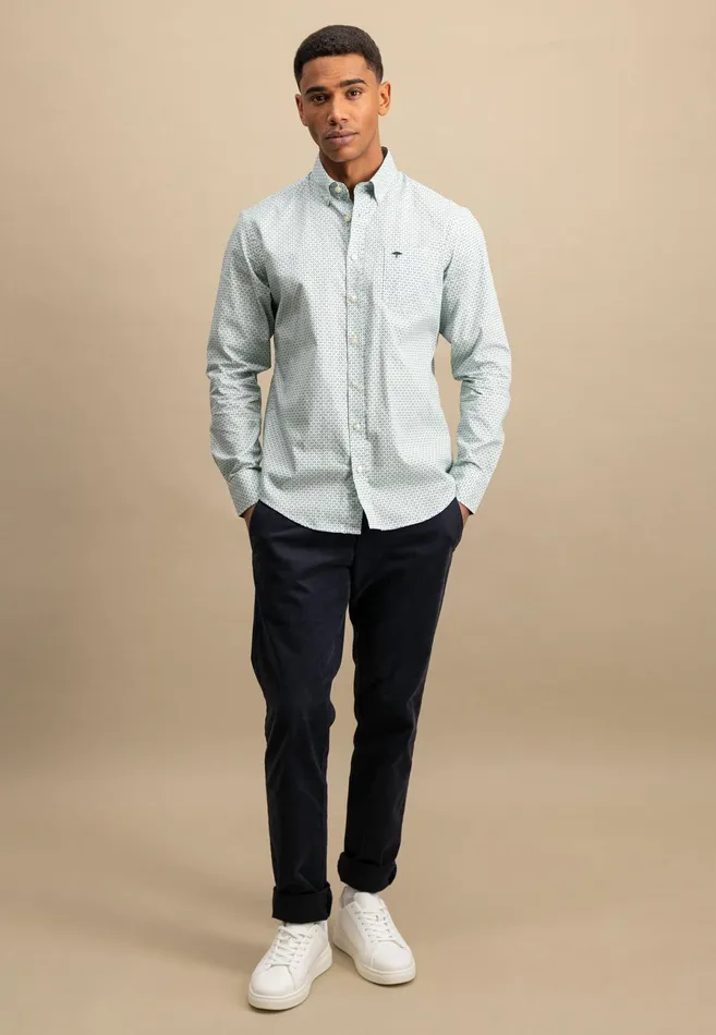 Shirts Men FYNCHHATTON Cotton Shirt With Point Pattern photos Are Missing Poppy Redturf Greensummer Breeze