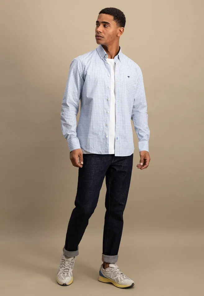 Shirts Men FYNCHHATTON Finely Checked Shirt With A Logodail Summer Breezepoppy Red